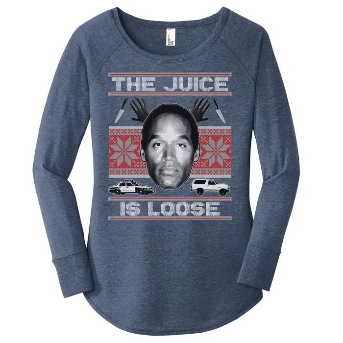 The Juice Is Loose OJ Ugly Christmas Sweater Women's Perfect Tri Tunic Long Sleeve Shirt