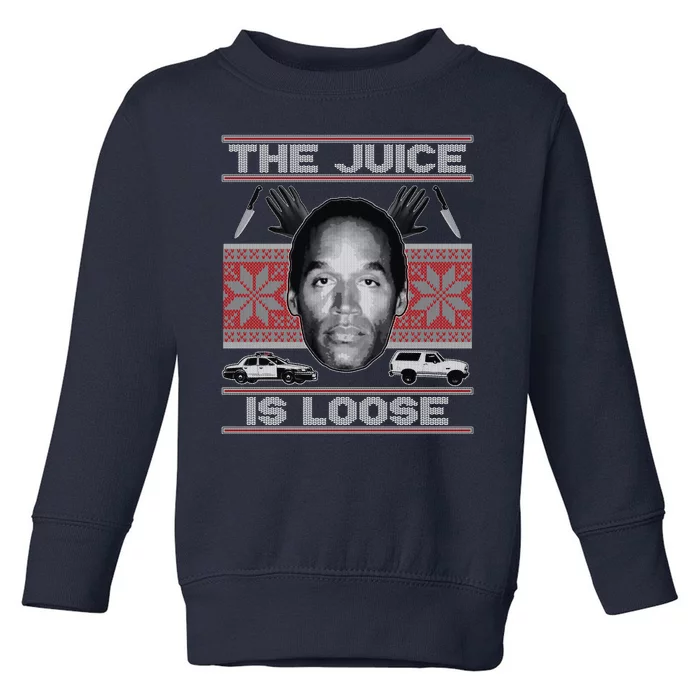 The Juice Is Loose OJ Ugly Christmas Sweater Toddler Sweatshirt