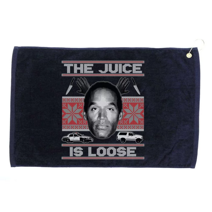 The Juice Is Loose OJ Ugly Christmas Sweater Grommeted Golf Towel