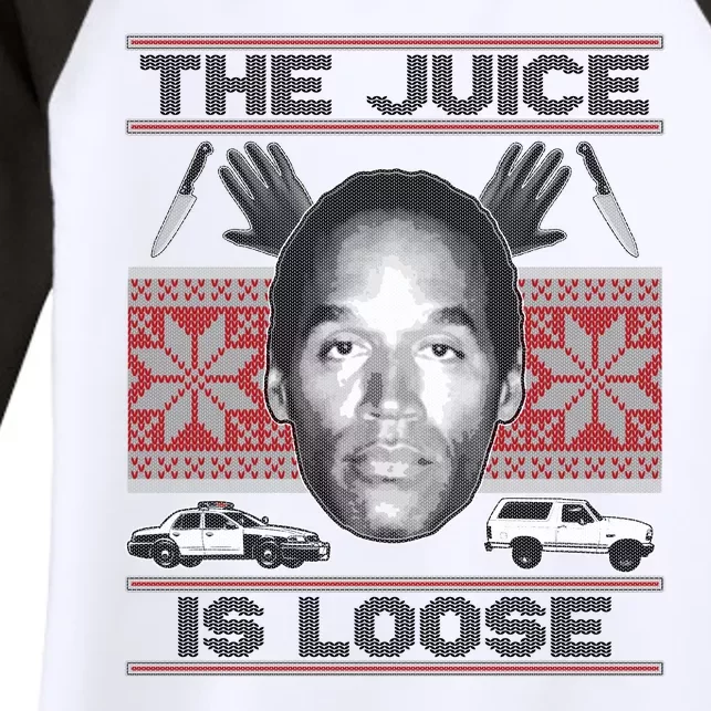 The Juice Is Loose OJ Ugly Christmas Sweater Women's Tri-Blend 3/4-Sleeve Raglan Shirt