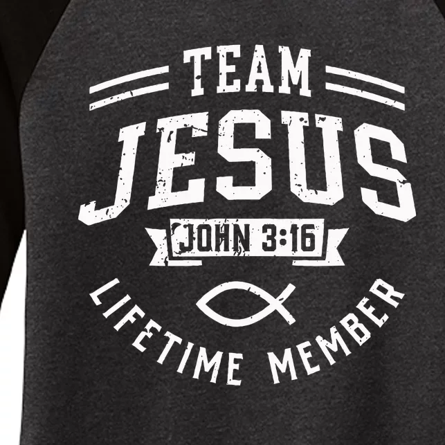 Team Jesus John 316 Lifetime Member God Christian Gift Women's Tri-Blend 3/4-Sleeve Raglan Shirt