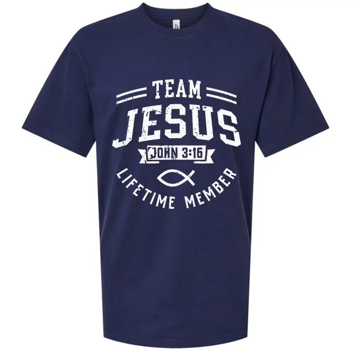 Team Jesus John 316 Lifetime Member God Christian Gift Sueded Cloud Jersey T-Shirt