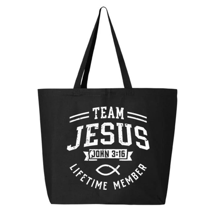 Team Jesus John 316 Lifetime Member God Christian Gift 25L Jumbo Tote