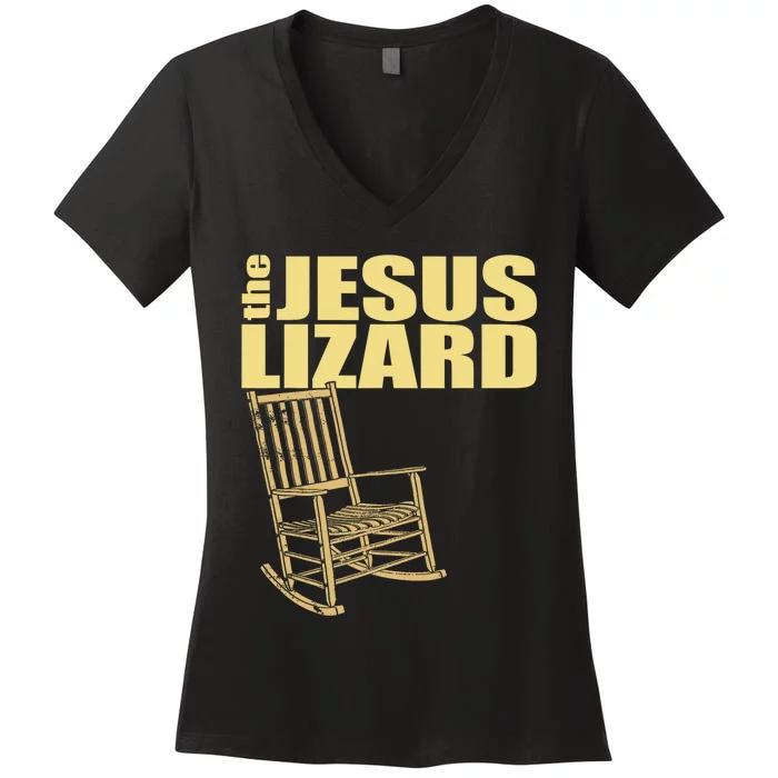 The Jesus Lizard Funny Chair Saying Christian Faith Music Women's V-Neck T-Shirt