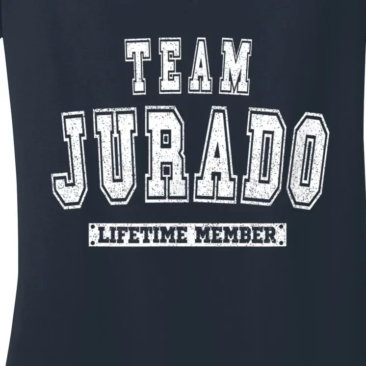 Team Jurado Lifetime Member Family Last Name Women's V-Neck T-Shirt