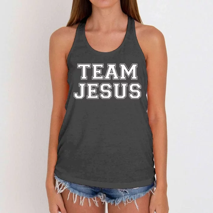 Team Jesus Men Women Kids Fun Christian Women's Knotted Racerback Tank