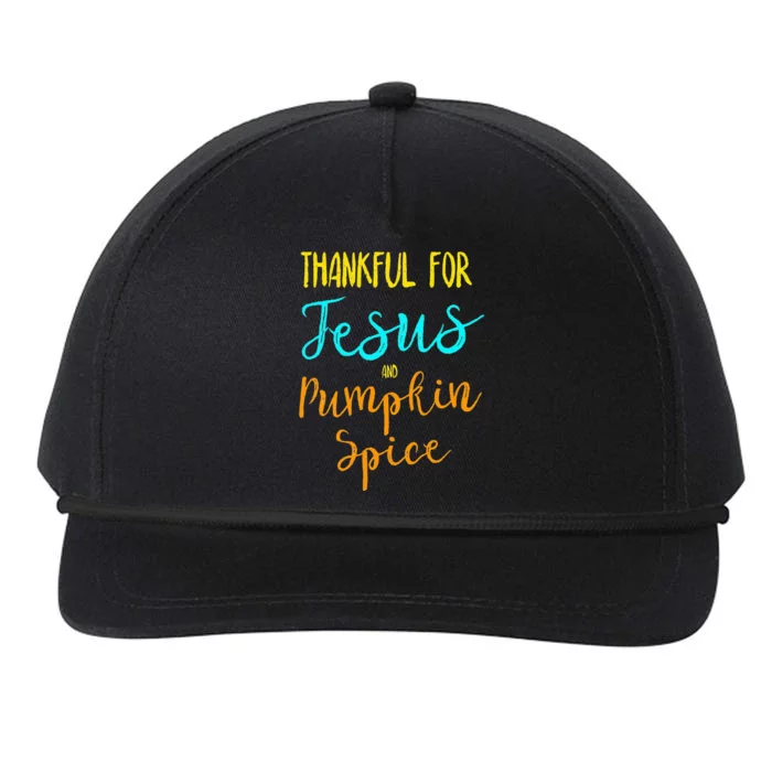 Thankful Jesus Pumpkin Spice Thanksgiving Pajamas Top Ladies Snapback Five-Panel Rope Hat