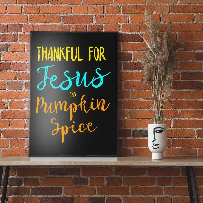 Thankful Jesus Pumpkin Spice Thanksgiving Pajamas Top Ladies Poster