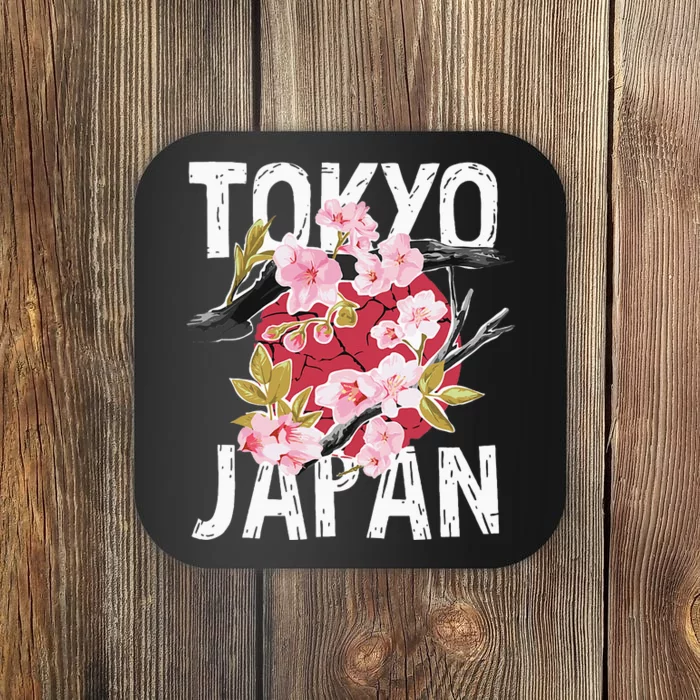 Tokyo Japan Sakura Cherry Blossom On Japan Red Sun Coaster