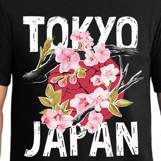 Tokyo Japan Sakura Cherry Blossom On Japan Red Sun Pajama Set