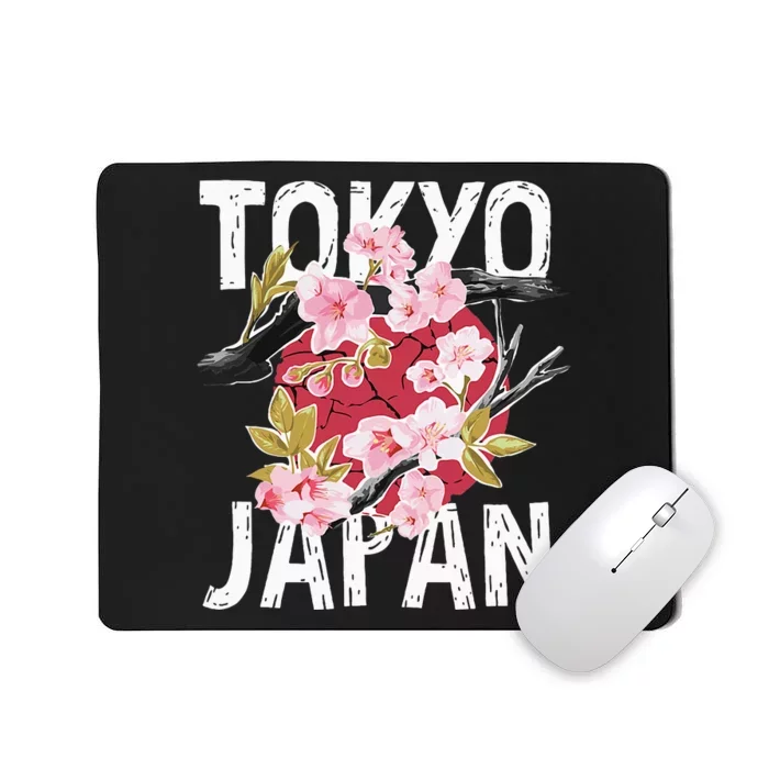 Tokyo Japan Sakura Cherry Blossom On Japan Red Sun Mousepad