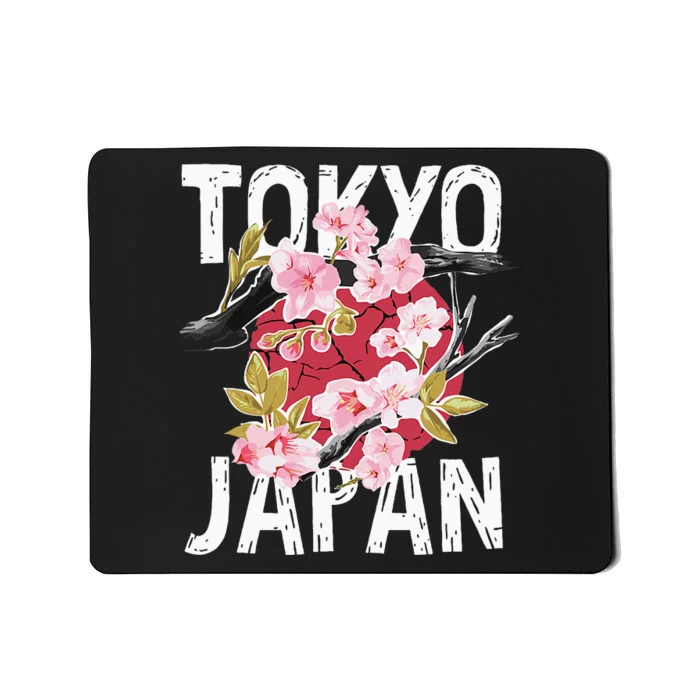 Tokyo Japan Sakura Cherry Blossom On Japan Red Sun Mousepad