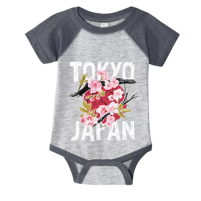 Tokyo Japan Sakura Cherry Blossom On Japan Red Sun Infant Baby Jersey Bodysuit