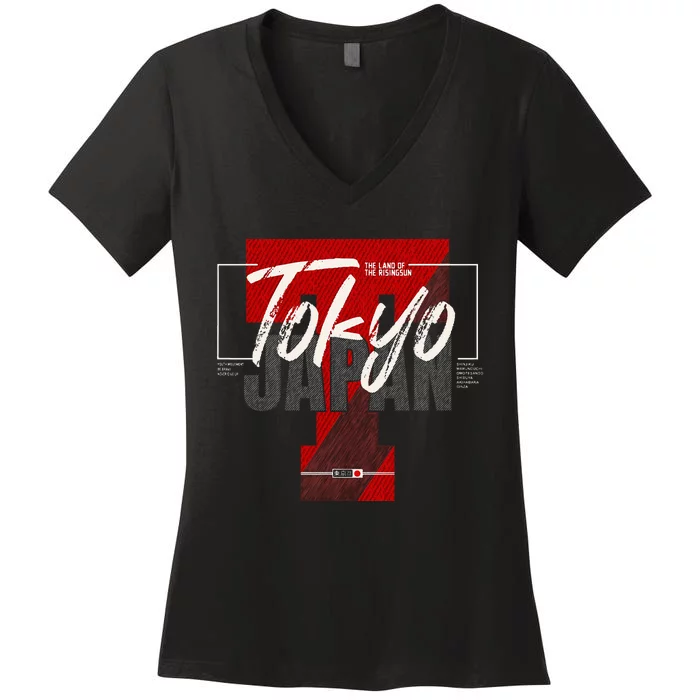 Tokyo Japan The Land Of The Rising Sun Women's V-Neck T-Shirt