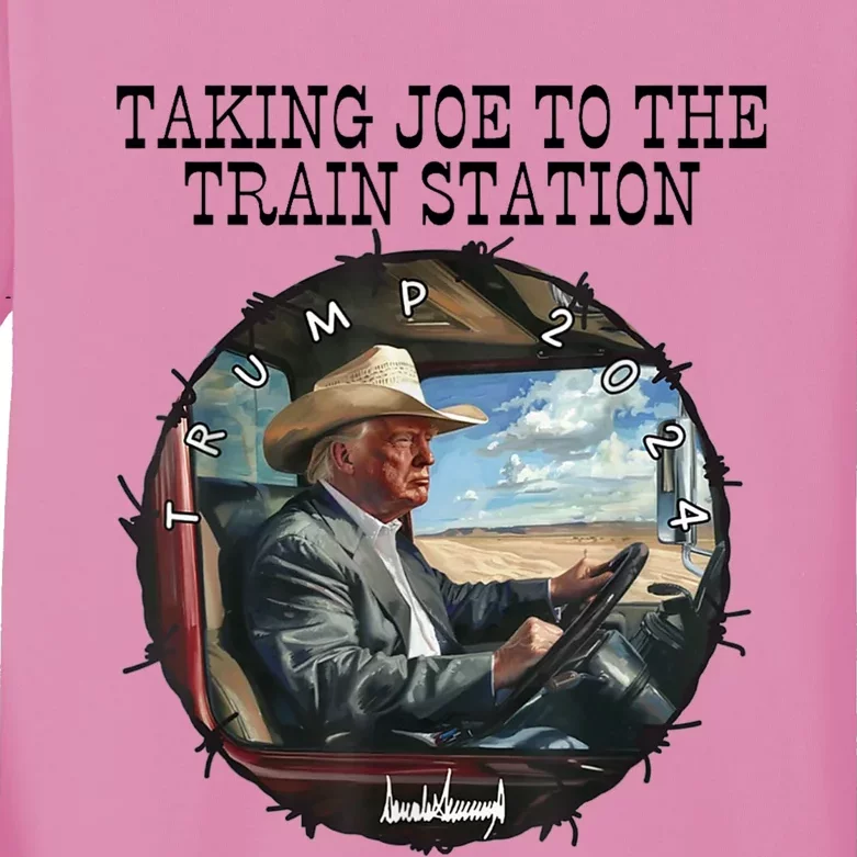 Taking Joe To The Train Station Trump 2024 Kids Long Sleeve Shirt