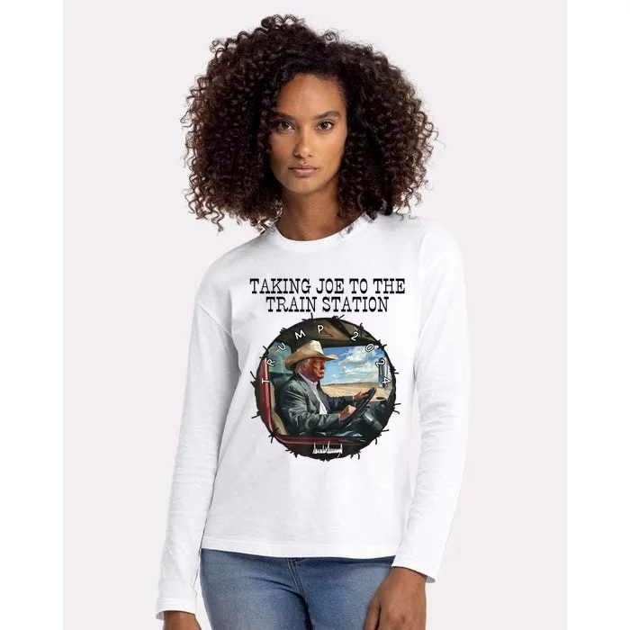 Taking Joe To The Train Station Trump 2024 Womens Cotton Relaxed Long Sleeve T-Shirt