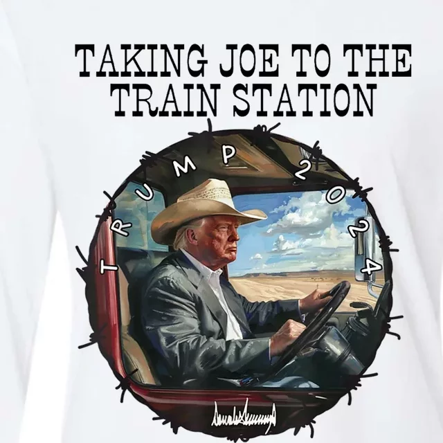 Taking Joe To The Train Station Trump 2024 Womens Cotton Relaxed Long Sleeve T-Shirt