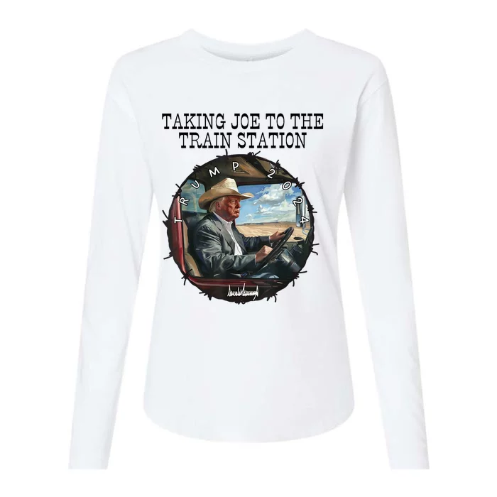 Taking Joe To The Train Station Trump 2024 Womens Cotton Relaxed Long Sleeve T-Shirt