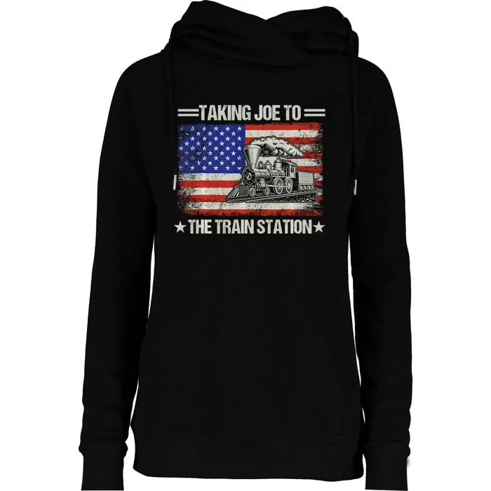 Taking Joe To The Train Station Trump 2024 Womens Funnel Neck Pullover Hood