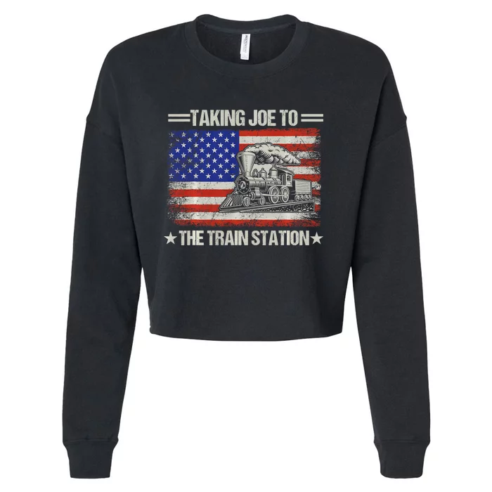 Taking Joe To The Train Station Trump 2024 Cropped Pullover Crew