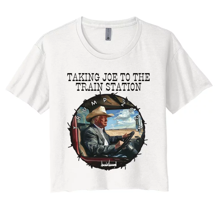 Taking Joe To The Train Station Trump 2024 Women's Crop Top Tee