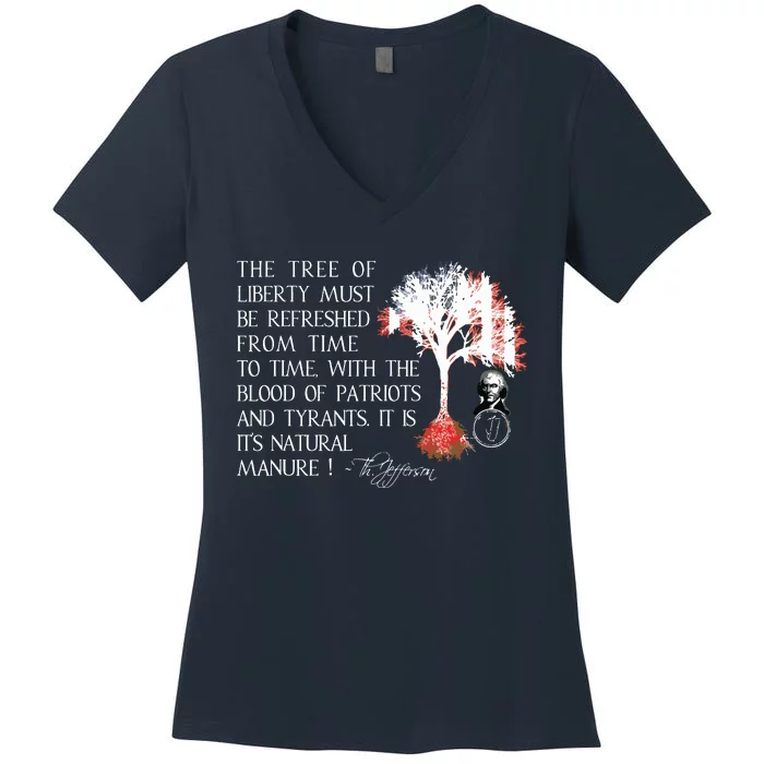 Thomas Jefferson Tree Of Liberty Women's V-Neck T-Shirt