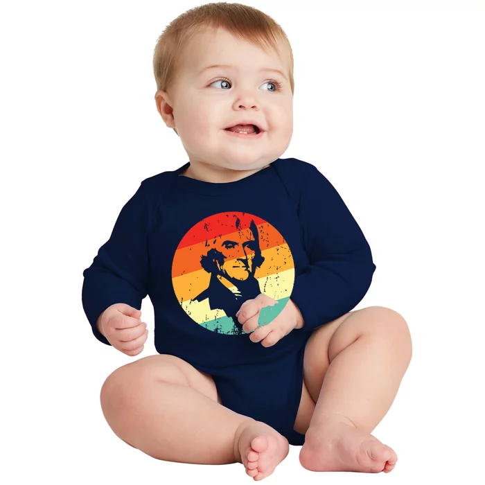 Thomas Jefferson Baby Long Sleeve Bodysuit