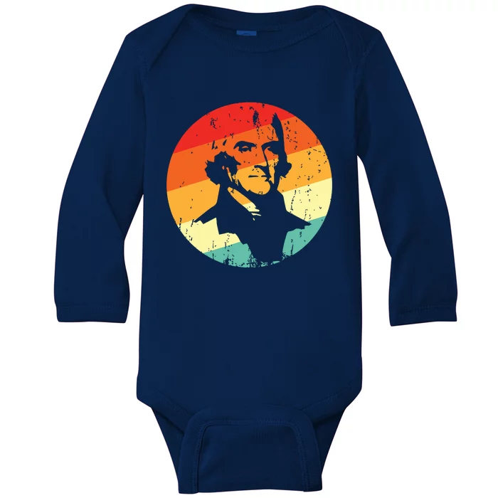 Thomas Jefferson Baby Long Sleeve Bodysuit