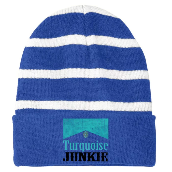 Turquoise Junkie Turquoise Gemstone Lovers Vintage Style Cute Gift Striped Beanie with Solid Band