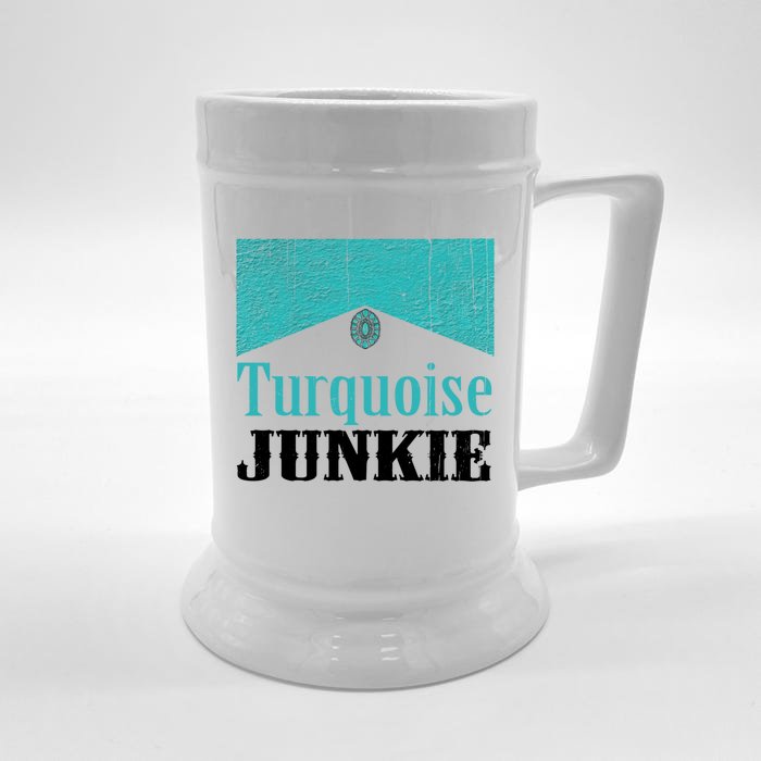 Turquoise Junkie Turquoise Gemstone Lovers Vintage Style Cute Gift Front & Back Beer Stein