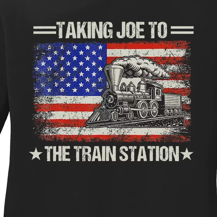 Taking Joe To The Train Station Trump 2024 Ladies Long Sleeve Shirt