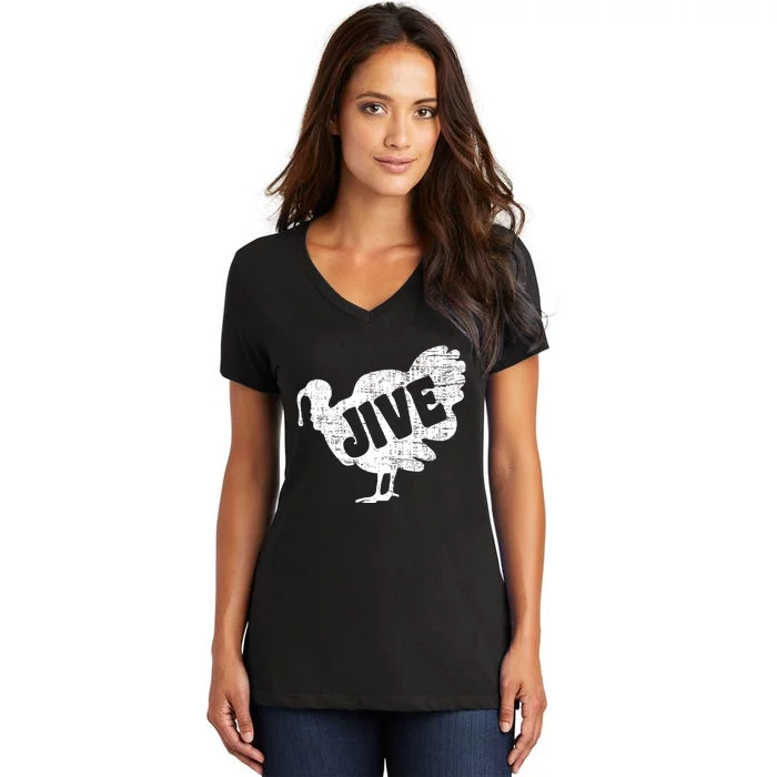 Thanksgiving Jive Turkey Women's V-Neck T-Shirt