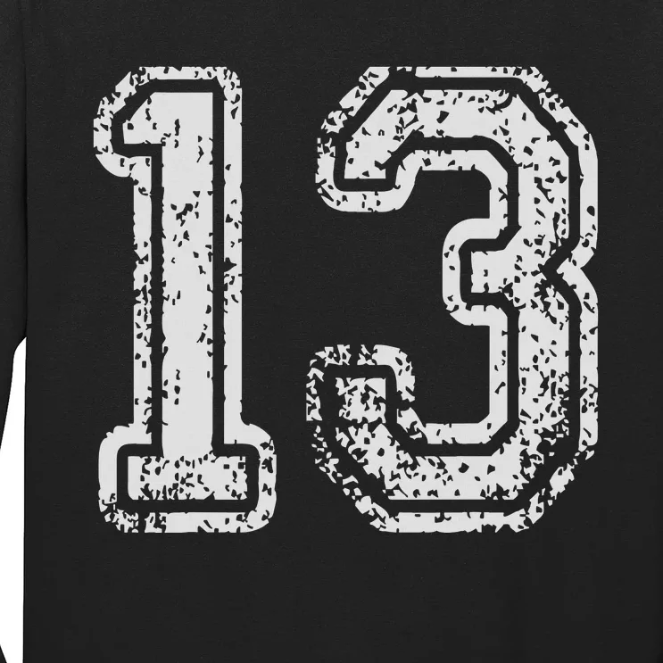 Team Jersey Uniforms Number 13 Thirteen School Sports Bdays Long Sleeve Shirt