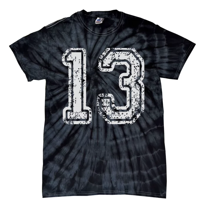 Team Jersey Uniforms Number 13 Thirteen School Sports Bdays Tie-Dye T-Shirt