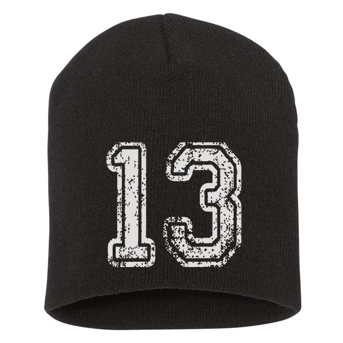 Team Jersey Uniforms Number 13 Thirteen School Sports Bdays Short Acrylic Beanie