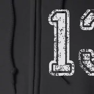 Team Jersey Uniforms Number 13 Thirteen School Sports Bdays Full Zip Hoodie