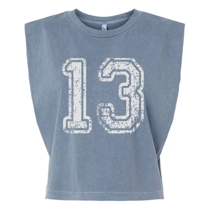 Team Jersey Uniforms Number 13 Thirteen School Sports Bdays Garment-Dyed Women's Muscle Tee