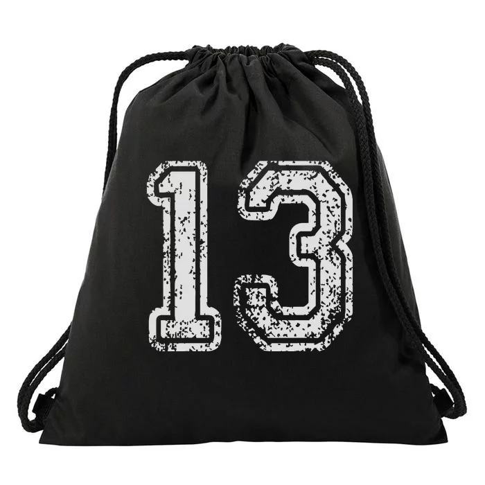 Team Jersey Uniforms Number 13 Thirteen School Sports Drawstring Bag