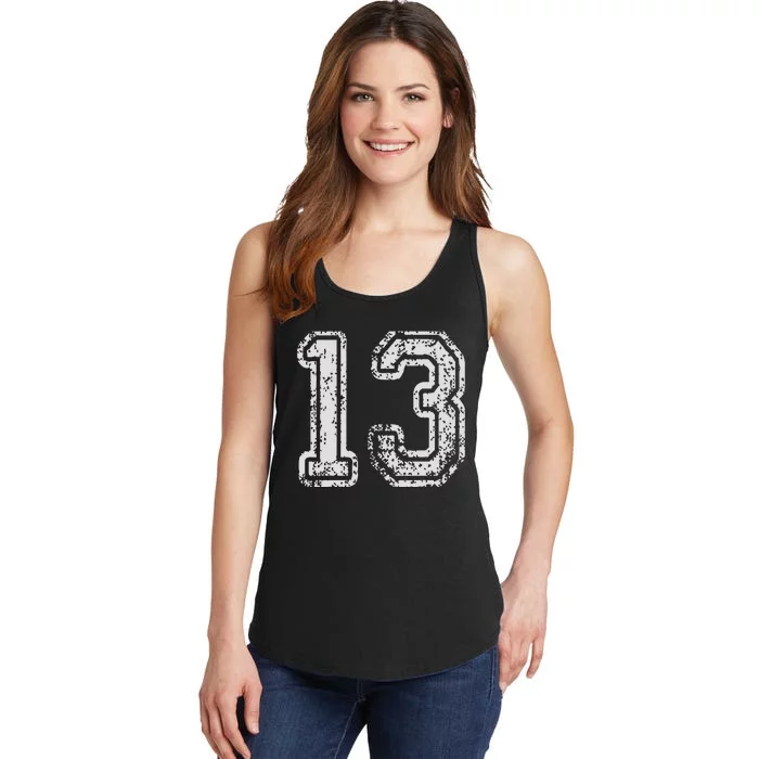 Team Jersey Uniforms Number 13 Thirteen School Sports Ladies Essential Tank