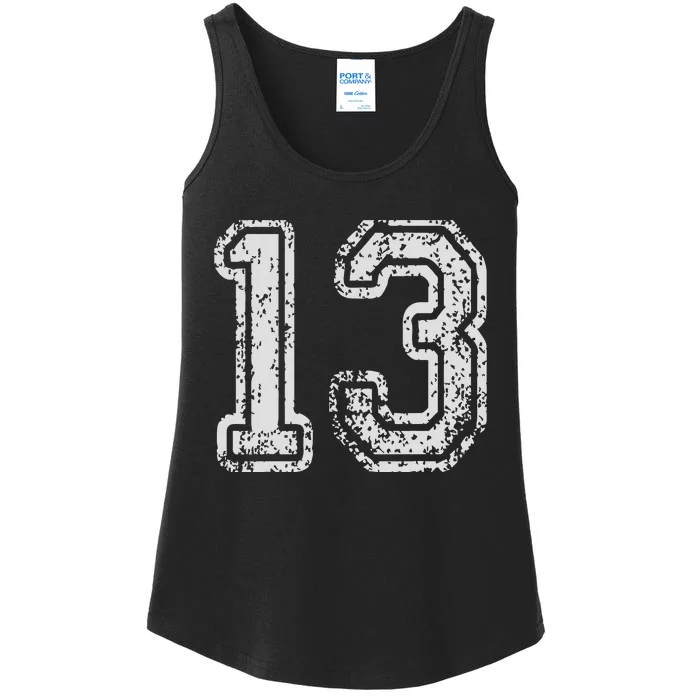 Team Jersey Uniforms Number 13 Thirteen School Sports Ladies Essential Tank