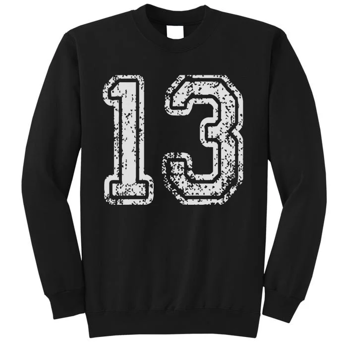 Team Jersey Uniforms Number 13 Thirteen School Sports Tall Sweatshirt