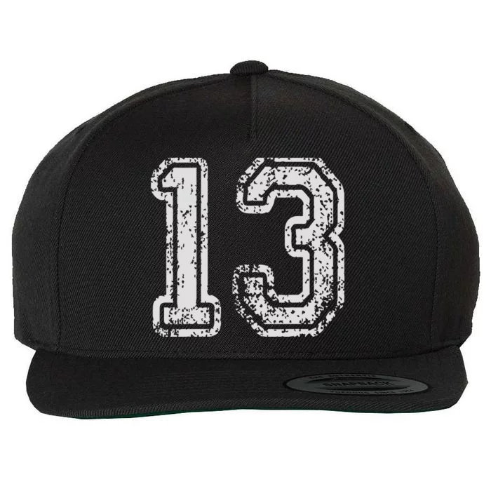 Team Jersey Uniforms Number 13 Thirteen School Sports Wool Snapback Cap