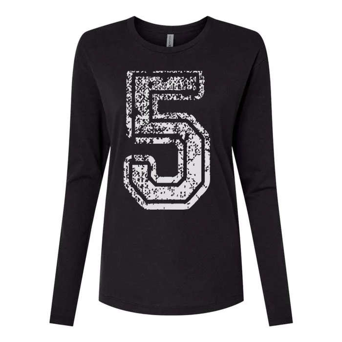 Team Jersey Uniforms Number 5 Five School Sports Birthdays Womens Cotton Relaxed Long Sleeve T-Shirt