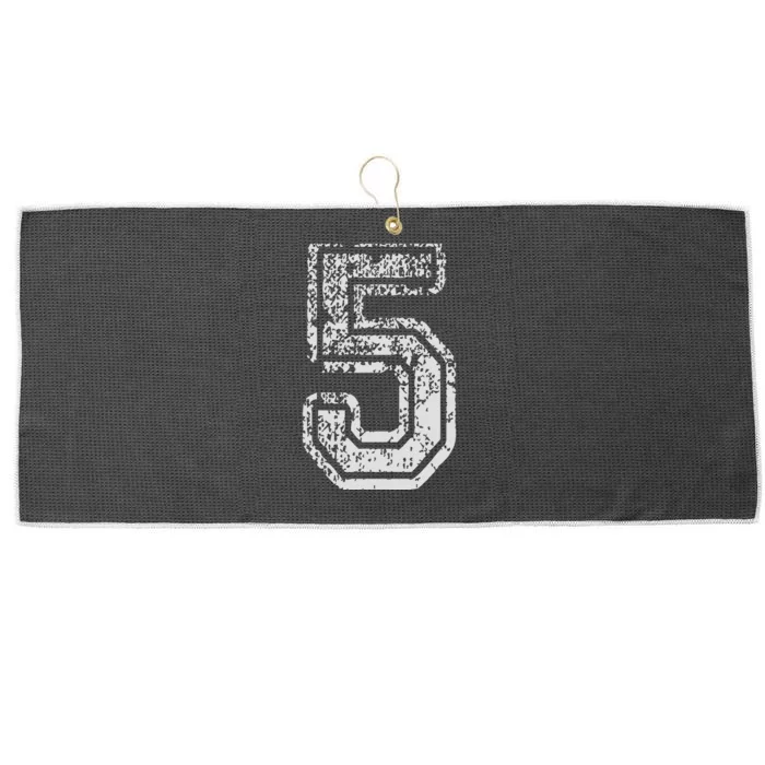 Team Jersey Uniforms Number 5 Five School Sports Birthdays Large Microfiber Waffle Golf Towel