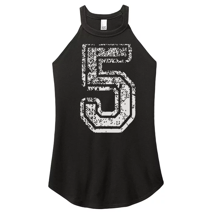 Team Jersey Uniforms Number 5 Five School Sports Birthdays Women’s Perfect Tri Rocker Tank