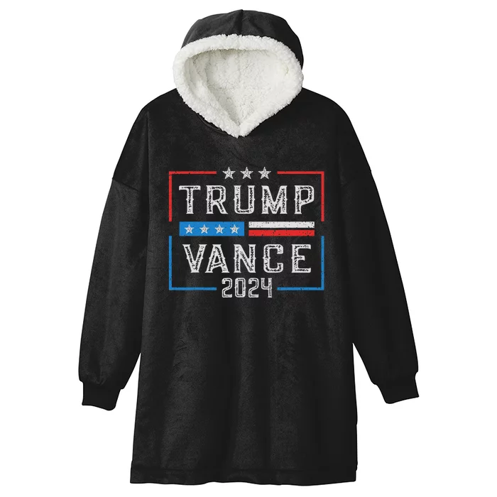 Trump Jd Vance 2024 Retro Stripe And Star Trump Vance 2024 Hooded Wearable Blanket