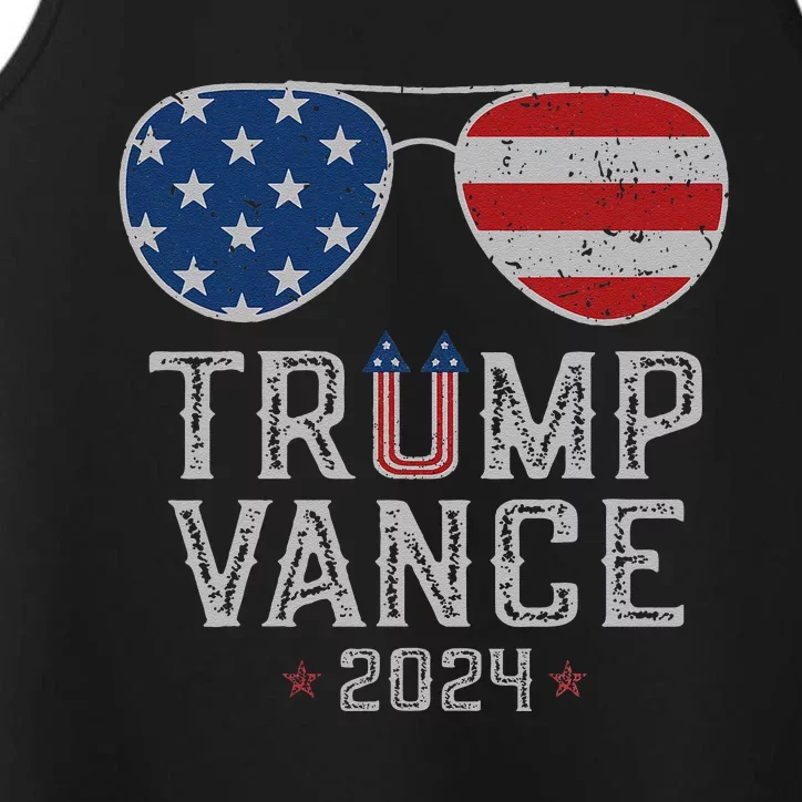 Trump Jd Vance 2024 Retro Stripe And Star Trump Vance 2024 Performance Tank