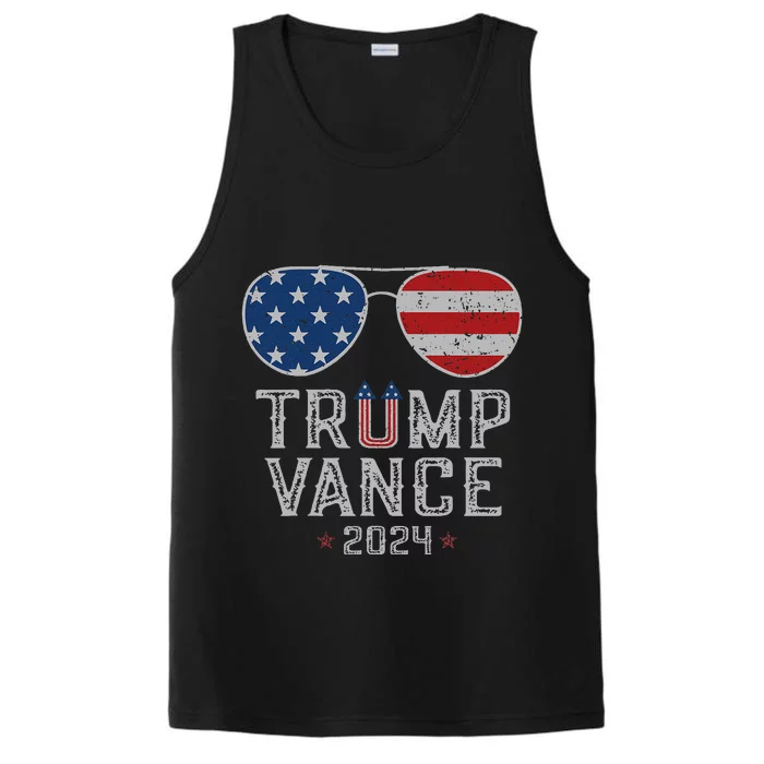 Trump Jd Vance 2024 Retro Stripe And Star Trump Vance 2024 Performance Tank