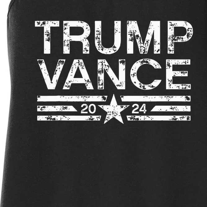 Trump Jd Vance 2024 Bold Retro Stripe Star Trump Vance 2024 Women's Racerback Tank