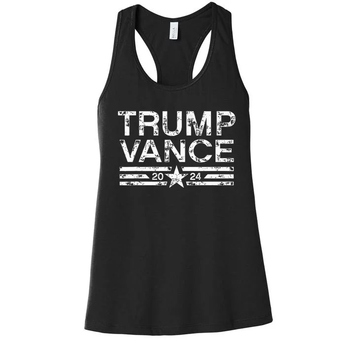 Trump Jd Vance 2024 Bold Retro Stripe Star Trump Vance 2024 Women's Racerback Tank